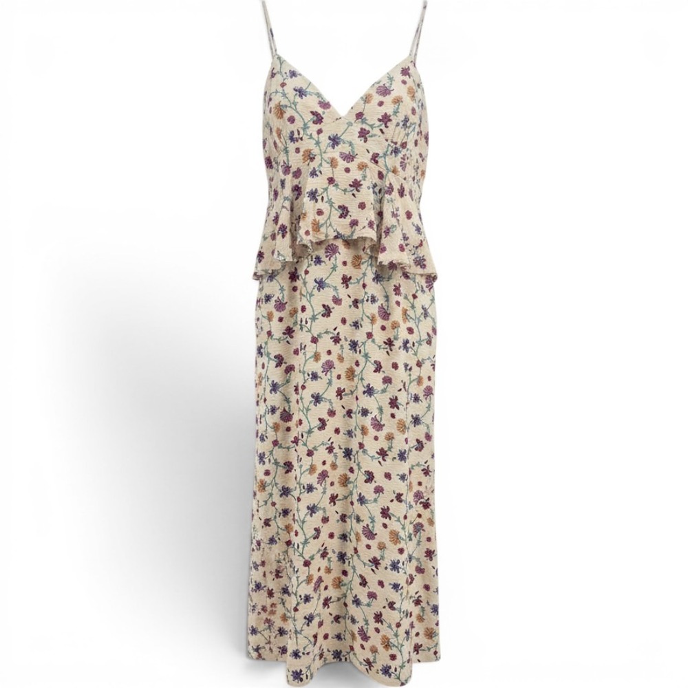 Future Collective Dress Womens 16 Jenny K Lopez Floral Ruffle Cream EUC